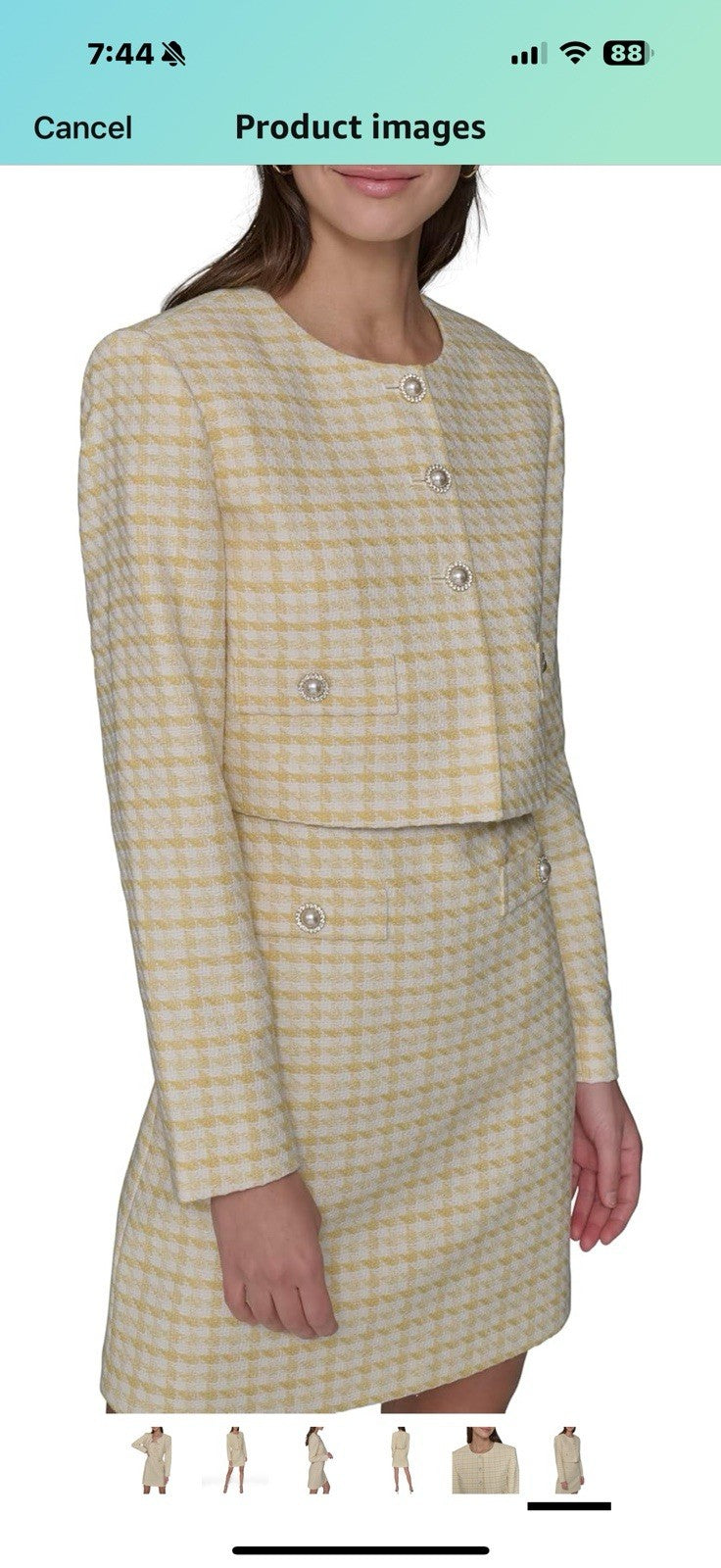 KARL LAGERFELD Women's Tweed Printed Scoop Neck Cropped Jacket Size 16