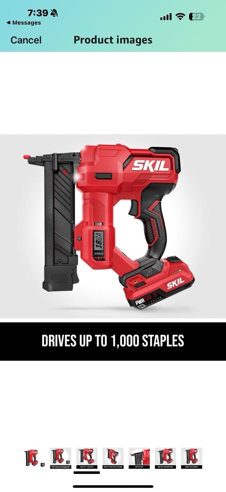 SKIL PWR CORE 20 Brushless 20V 18Ga 1/4 In. Narrow Crown Stapler Kit