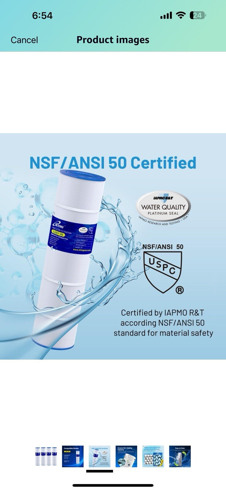 iLiving ILG8CF-105 Pool Spa Water Filter Cartridge, White & Blue