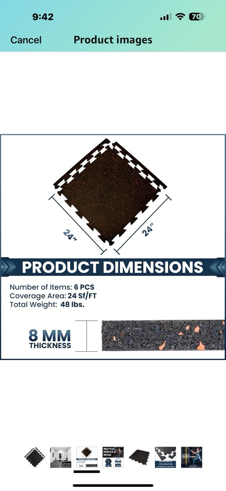 Flooring Inc's 1/4" & 8mm Eco-Lock Interlocking Rubber Floor Tiles – Recycled 