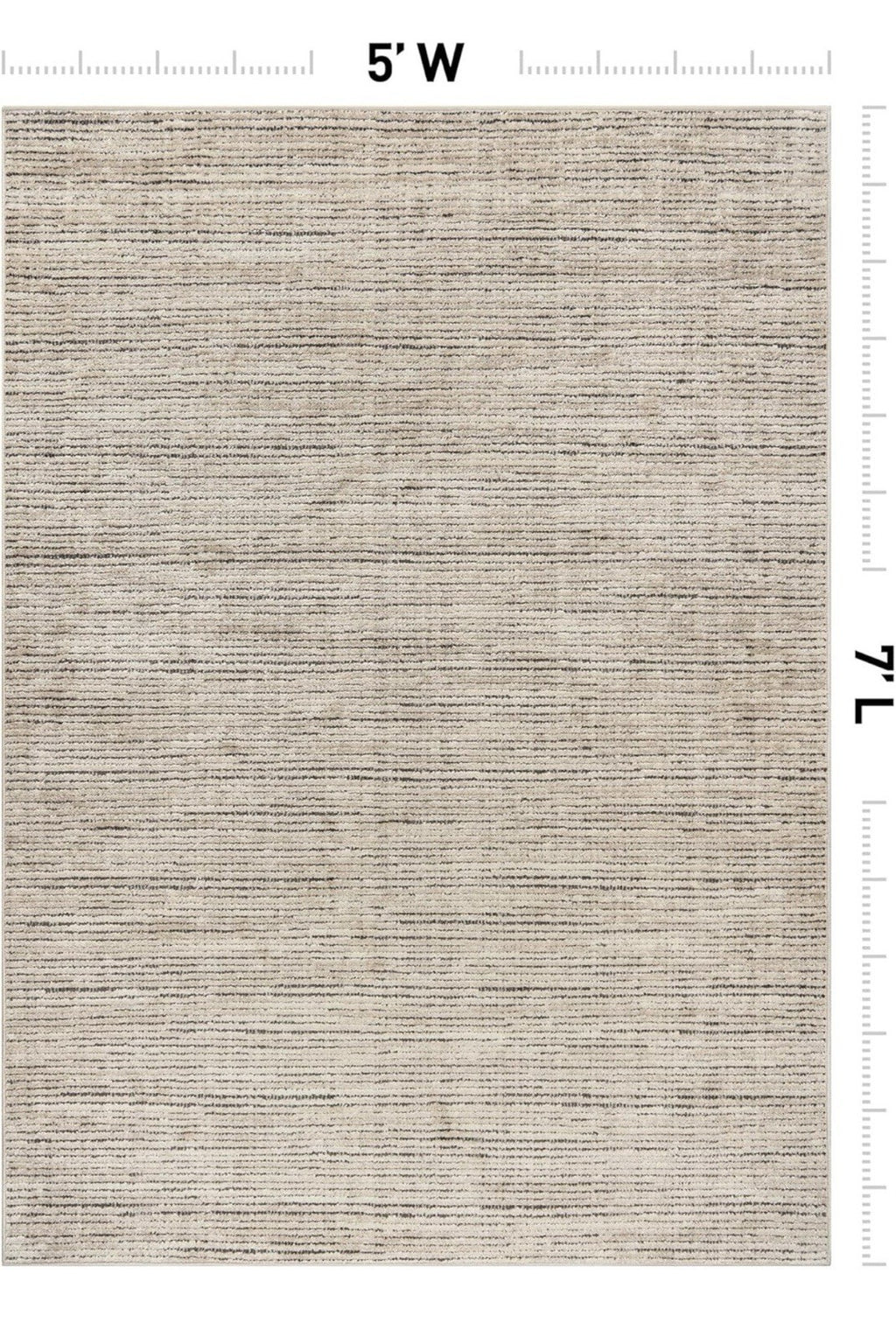 Rugshop Textured High-Low Indoor Area Rug, Neutral Stripe Design, Jute Backing,