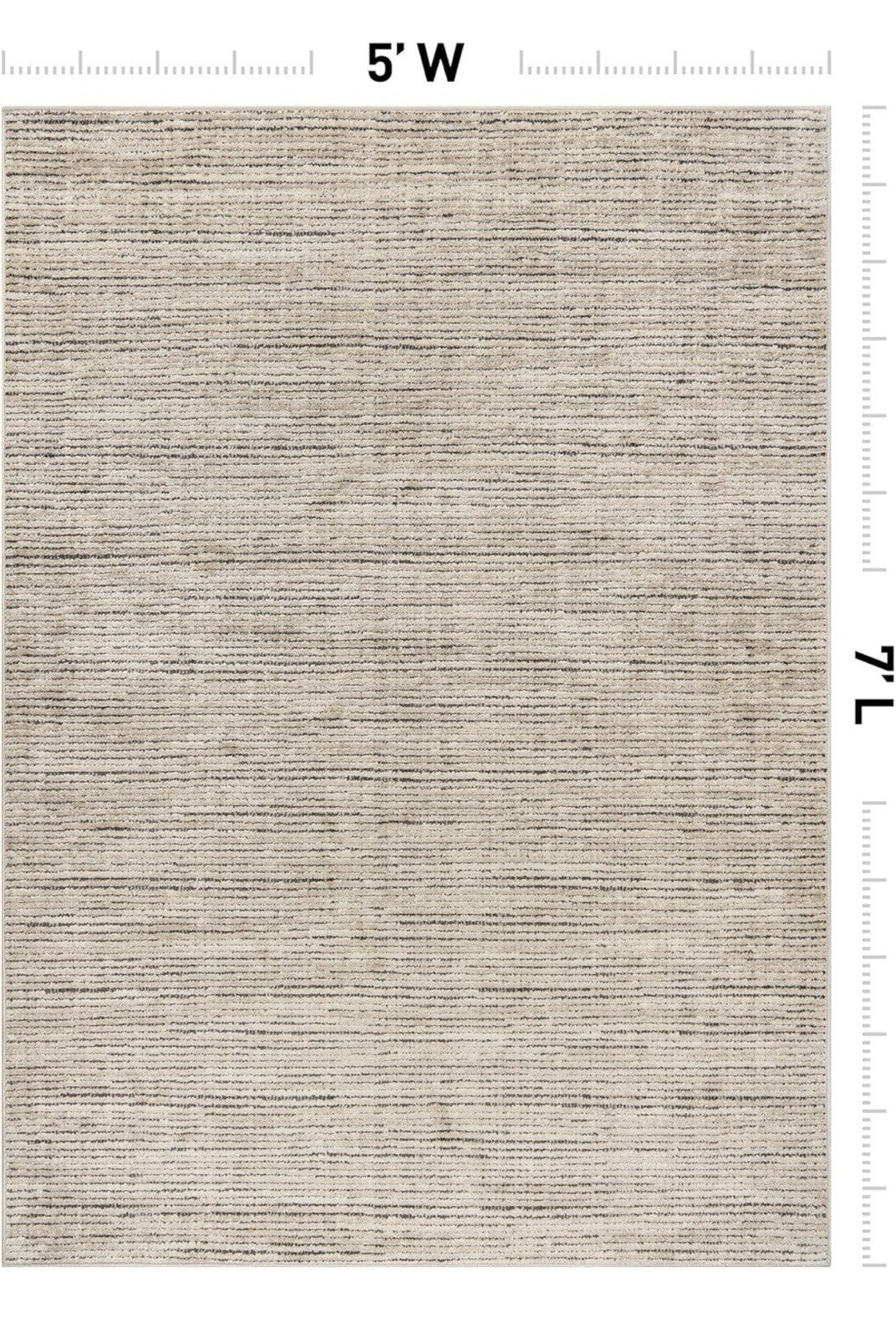 Rugshop Textured High-Low Indoor Area Rug, Neutral Stripe Design, Jute Backing,