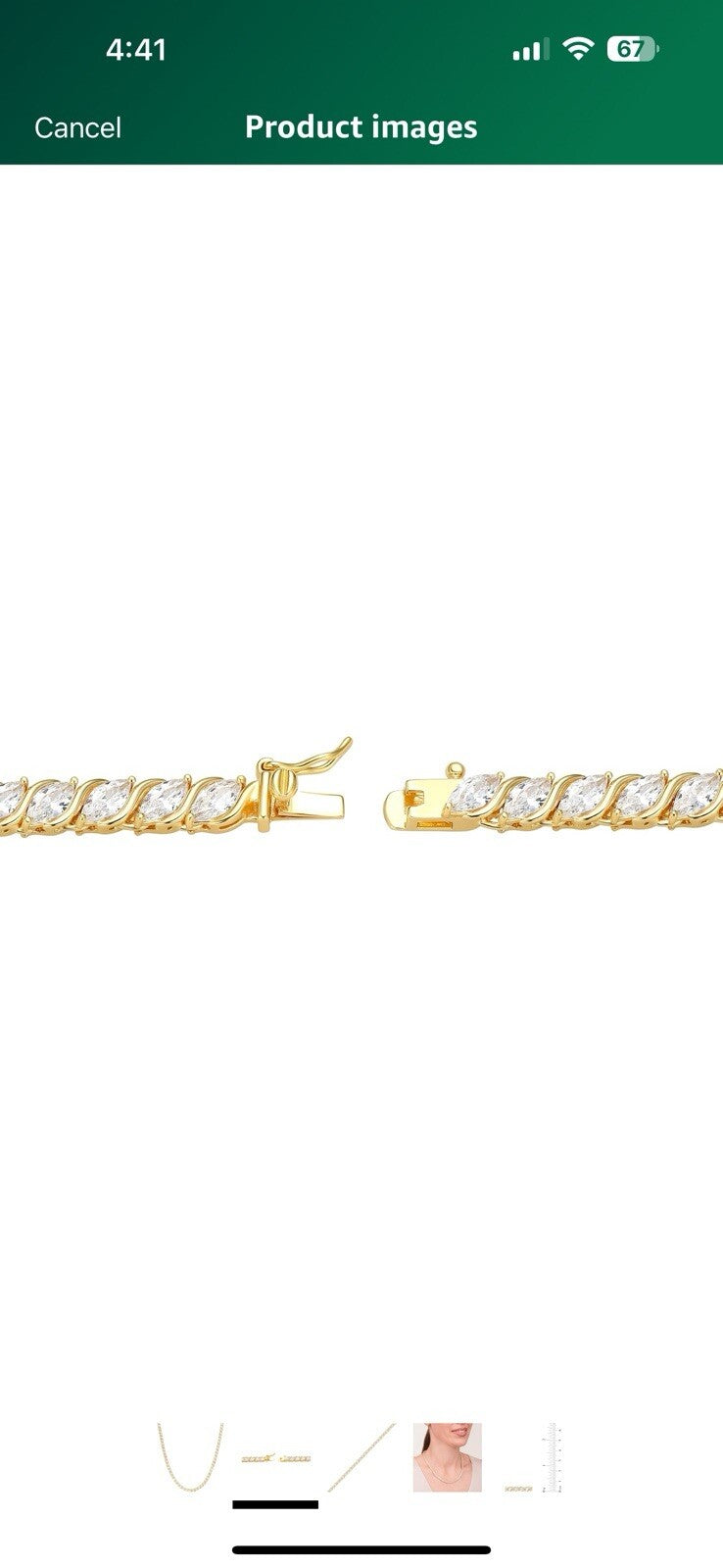 Amazon Essentials Cubic Zirconia Wave Tennis Necklace Sterling Silver, 18"