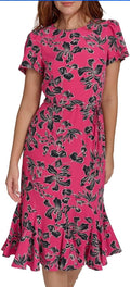 Tommy Hilfiger Women's Short Sleeve Pleated Hem Rope Belt Midi Dress Size 10 