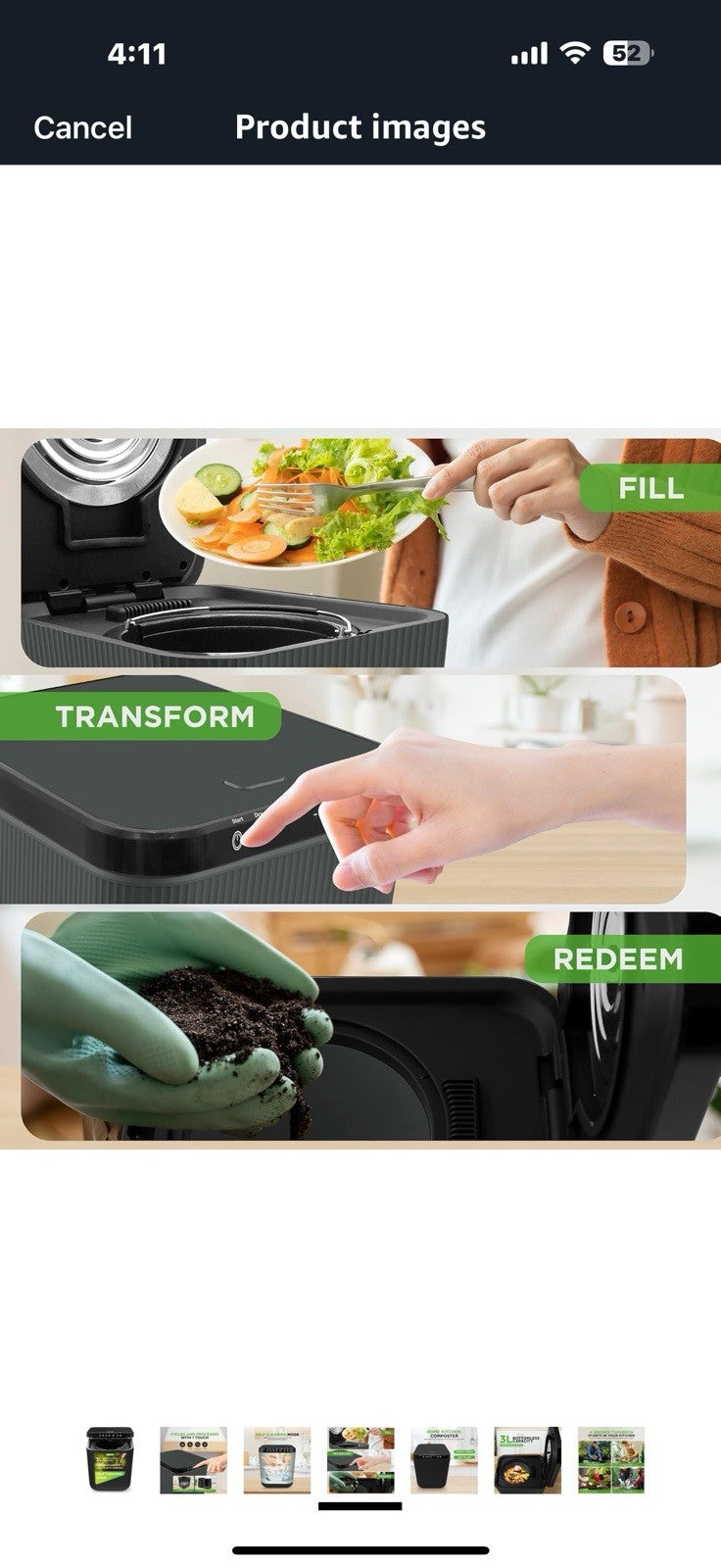 NutriChef Food Waste Bin - 3 Quart Compost Bin for Countertop,