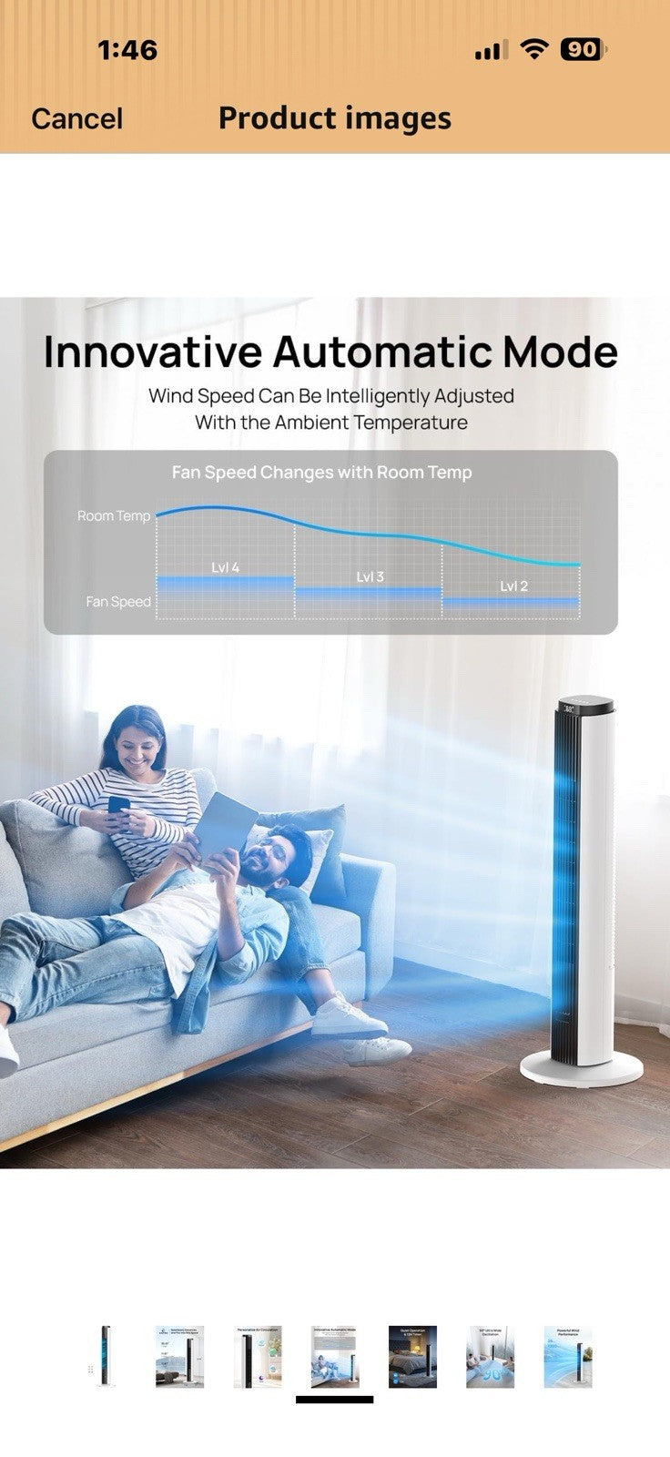 ZAFRO Tower Fan for Bedroom, 37'' Cooling Fans with 4 Modes 6 Speeds,