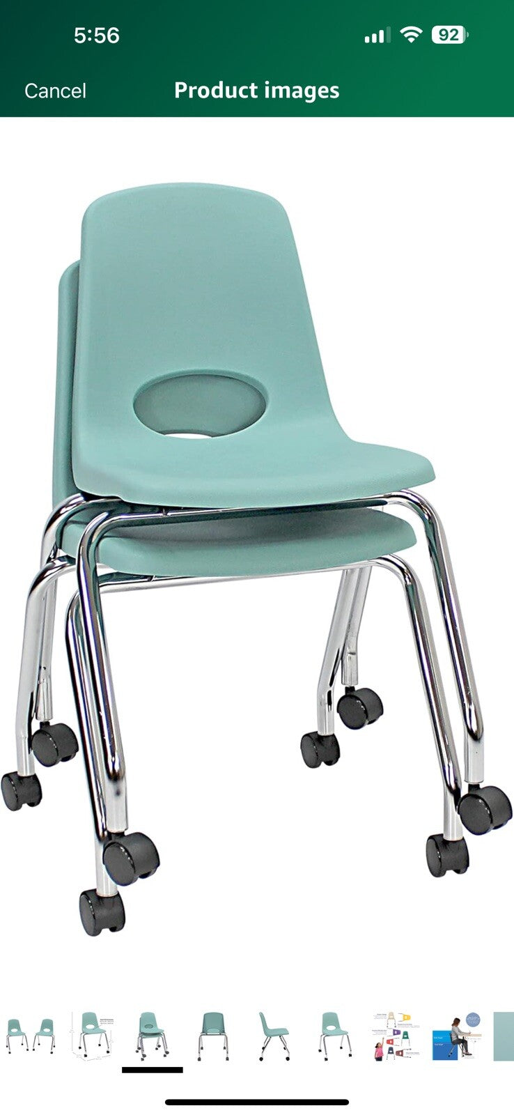 Factory Direct Partners 10372-SF 18" Mobile School Chair with Wheels