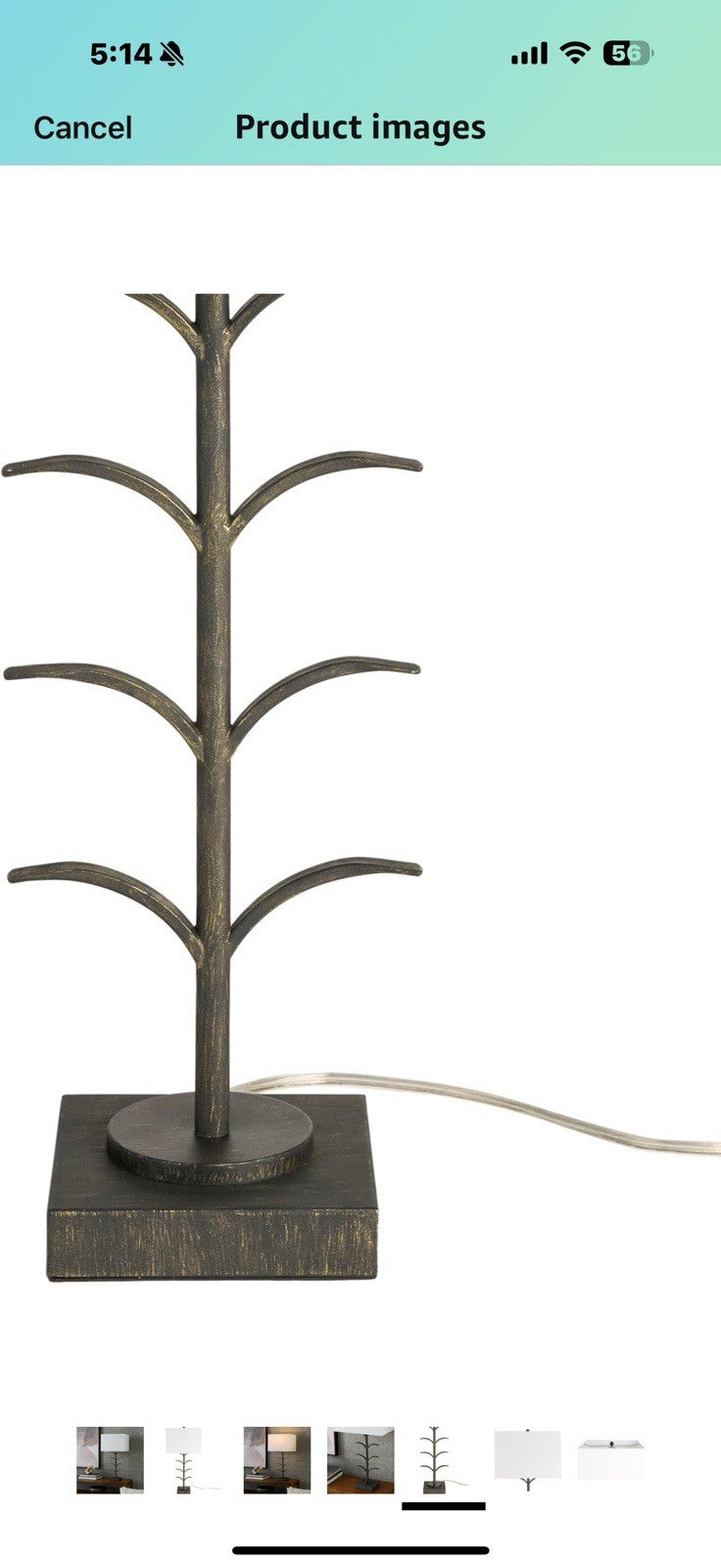 Nourison 28" Black Wrought Iron Branch Table Lamp for Modern, Industrial