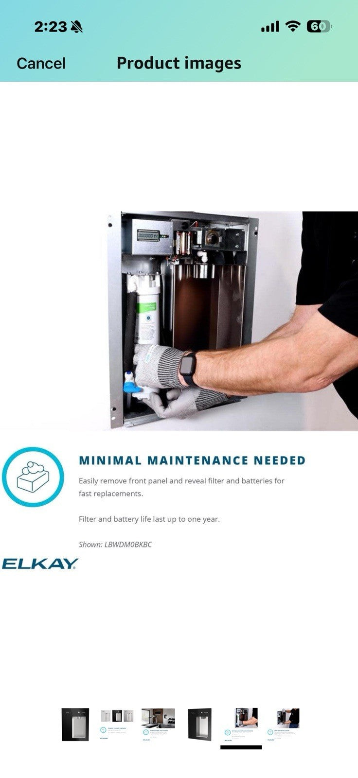 Elkay LBWDM0BC Liv EZ Mechanical Built-in Filtered Water Dispenser