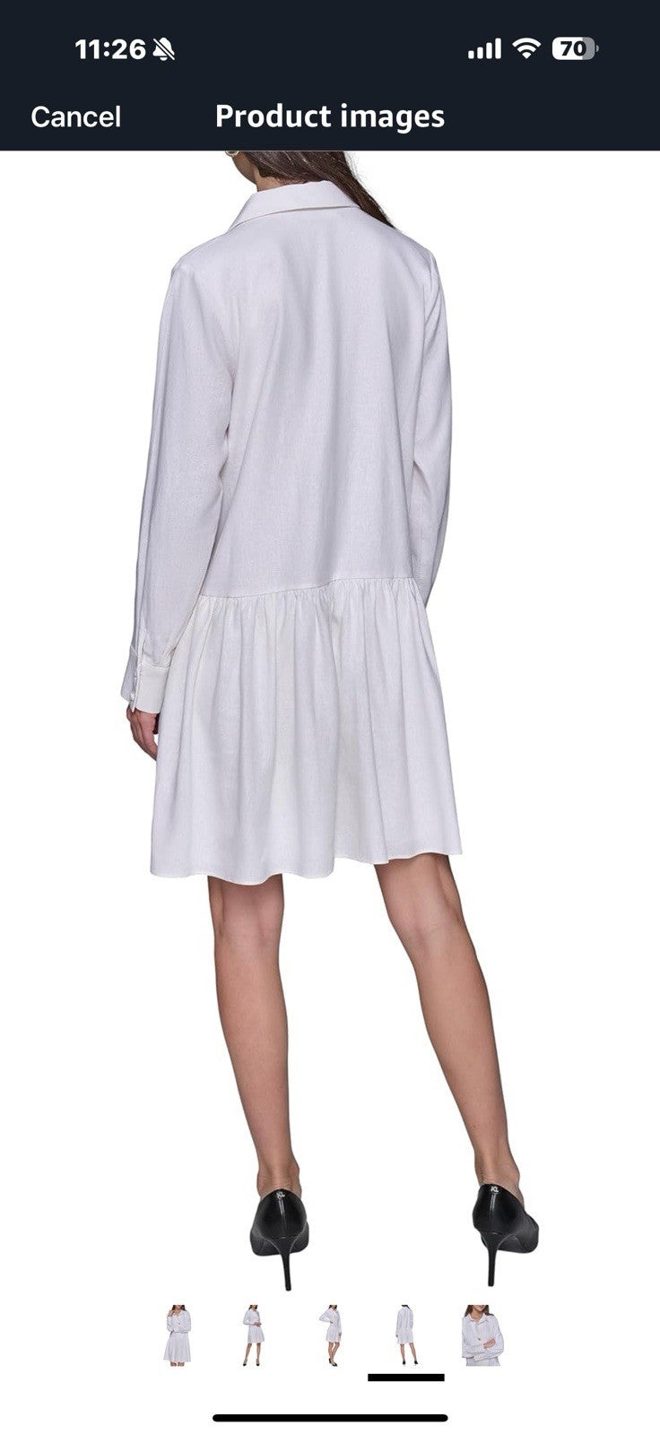 Karl Lagerfeld Paris Women's Gathered Flounce Linen Longer Sleeved Shirt Size 16
