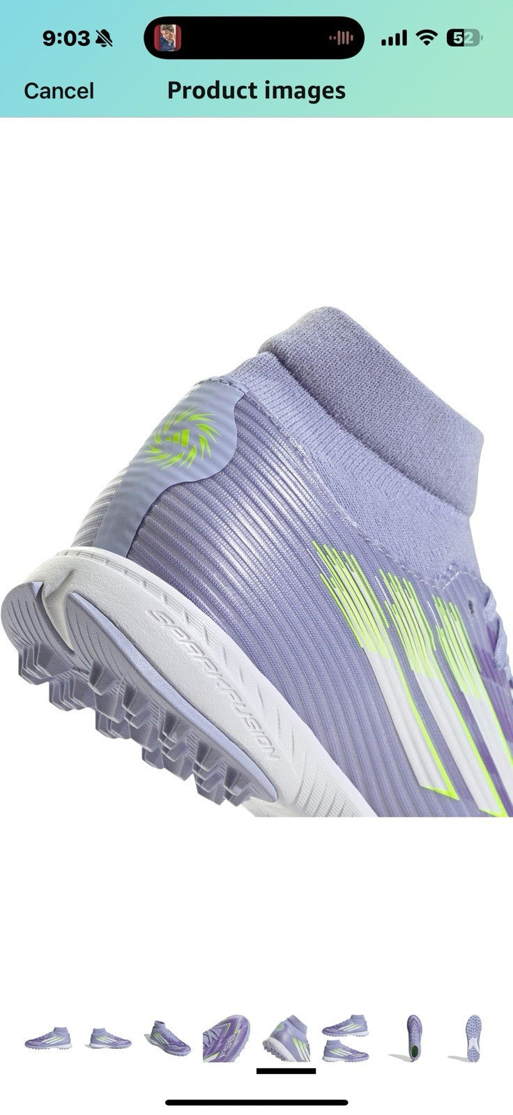 adidas Women's F50 Sparkfusion League Turf Sneaker Size 9 
