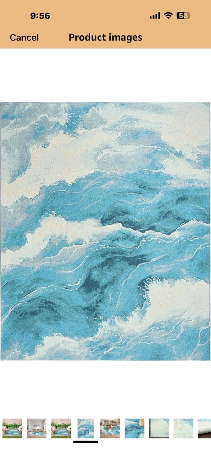 Nourison Home Color Splash Ivory Blue 5'3" x 7'3" Area Rug - Easy Clean, 