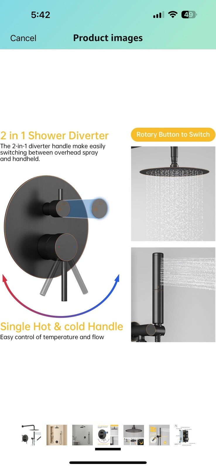 BESy Shower System with 10 Inch Round Rain Shower Head and Handheld Wall