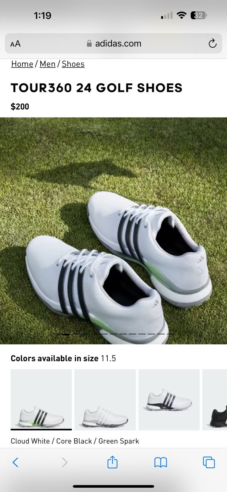 adidas Men's Tour360 24 Boost Golf Shoes 11.5 Wide