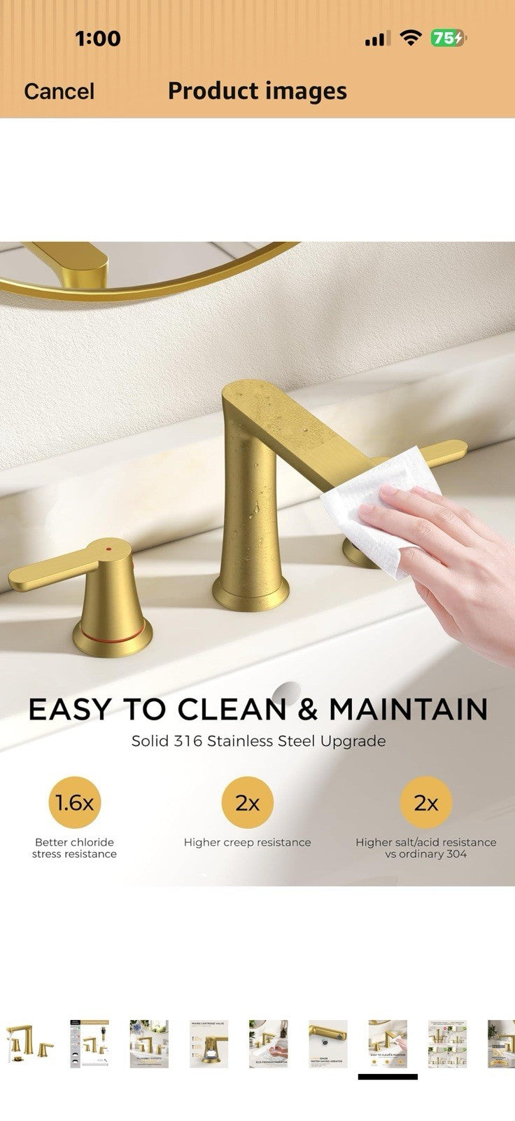 FORIOUS Gold Bathroom Faucet 3 Hole, Two Handle Gold Faucet for Bathroom 