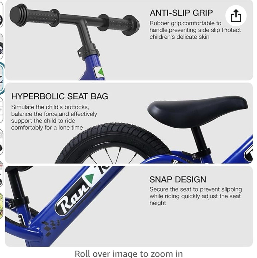 Royalbaby RanRule Kids Balance Bike Toddlers Age 2~5  Blue