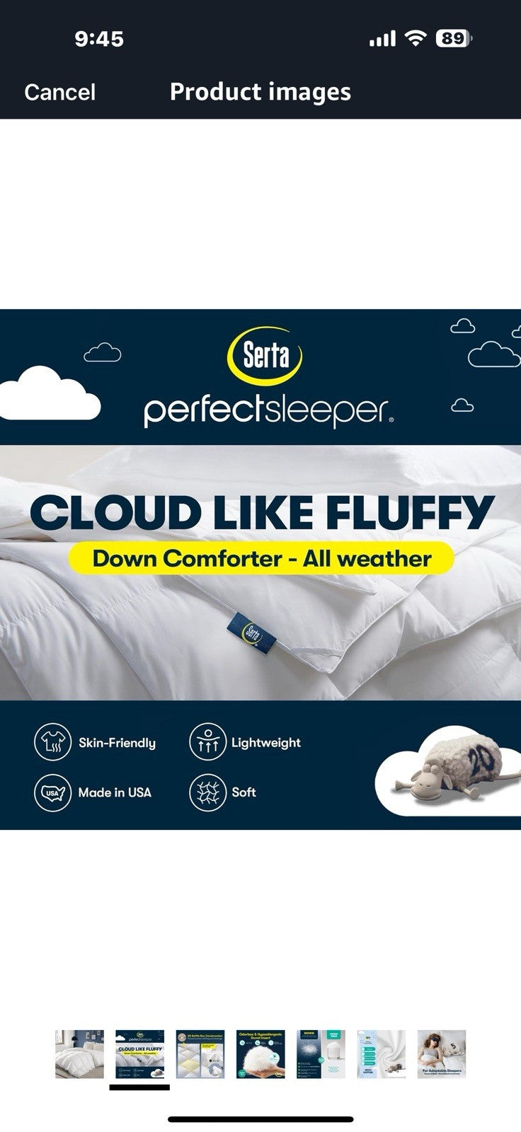 Serta All Season European Down Comforter Queen Size,100% Cotton