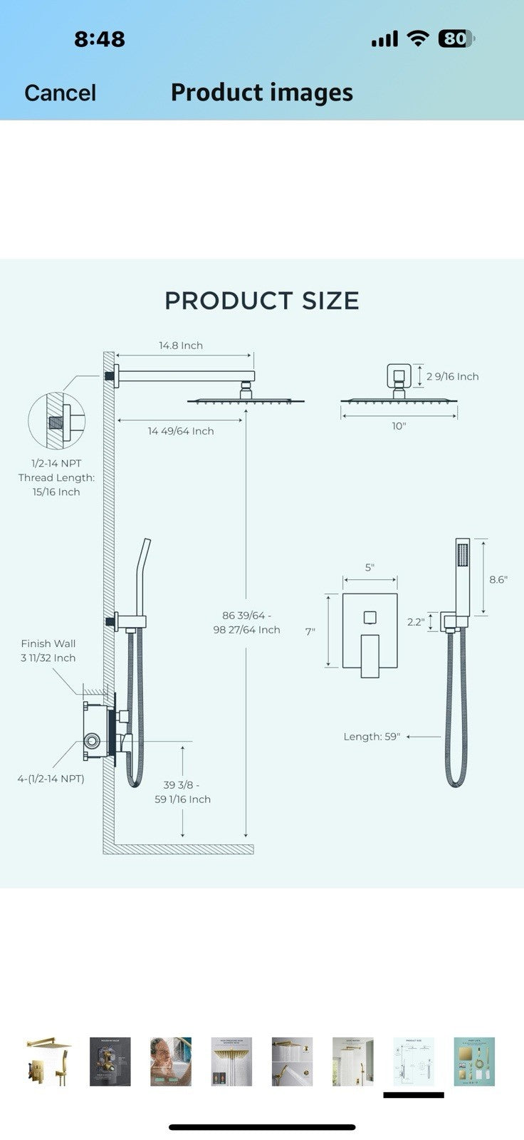 FORIOUS Shower Head System, 12 Inch Rain Shower Faucet Set with Handheld Spray