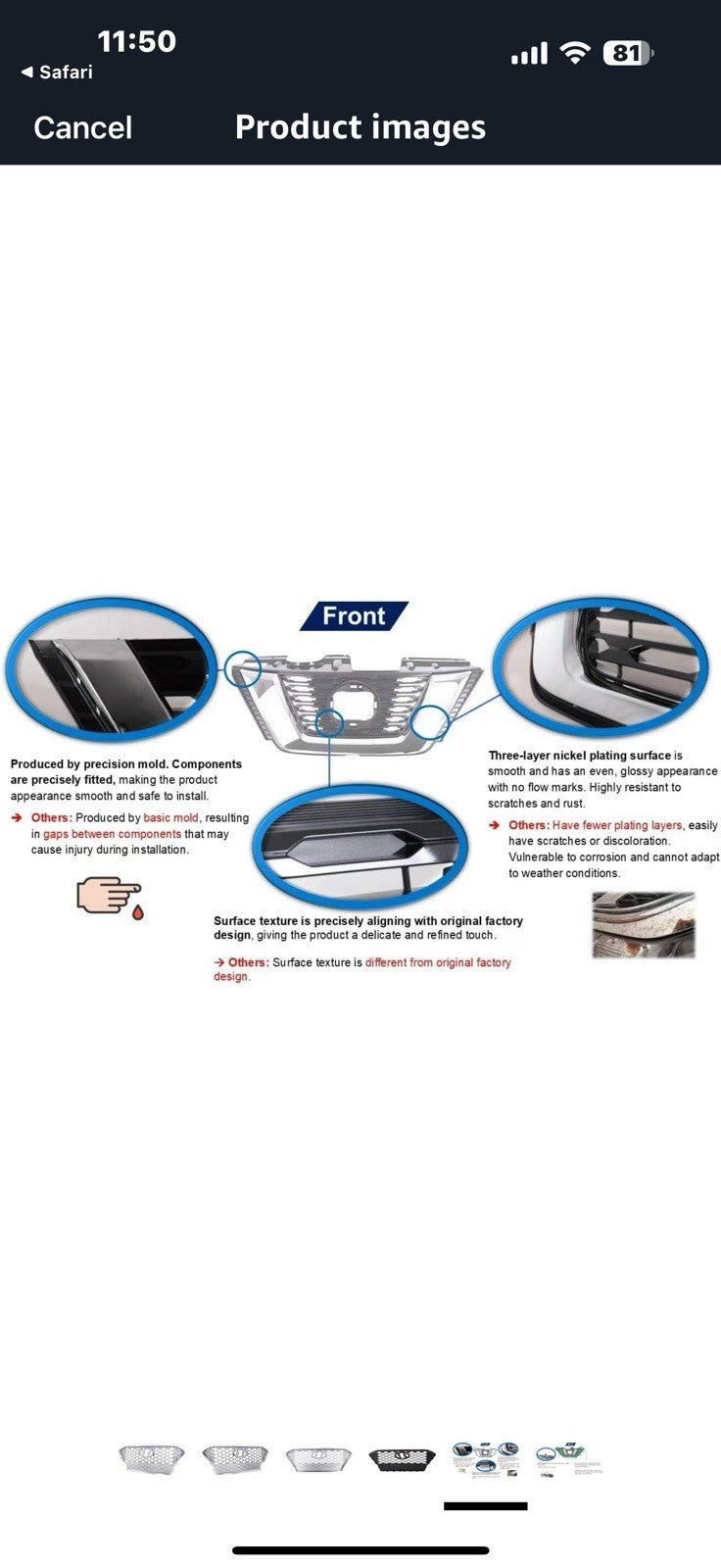 Chrome Front Grille Compatible with 2018-2021 Hyundai Kona Limited/Trend