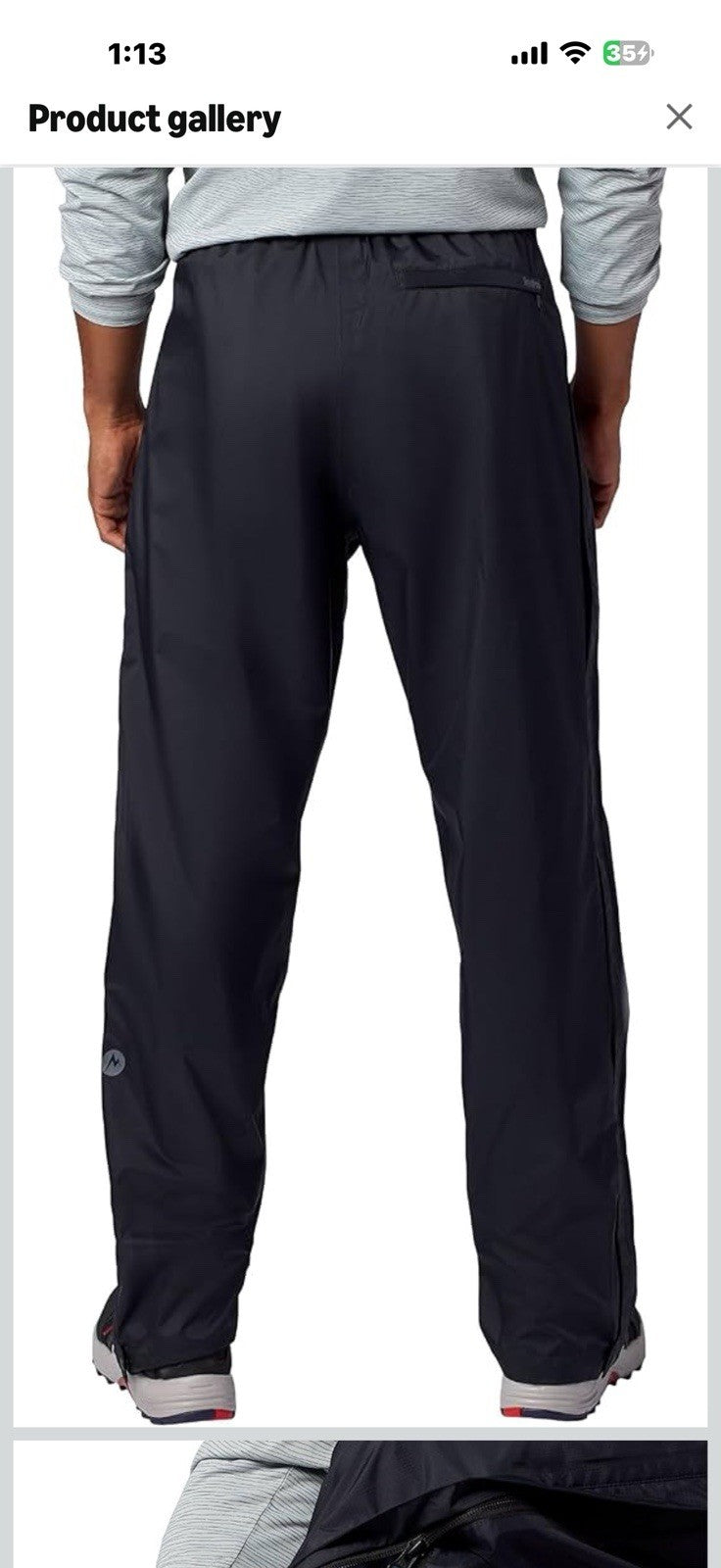 MARMOT Men's PreCip Evo Full Zip Rain Pant, Black, Large