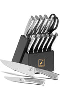 imarku Knife Block Set, Black Knife Set with Block, 14Pcs High Carbon Stainless