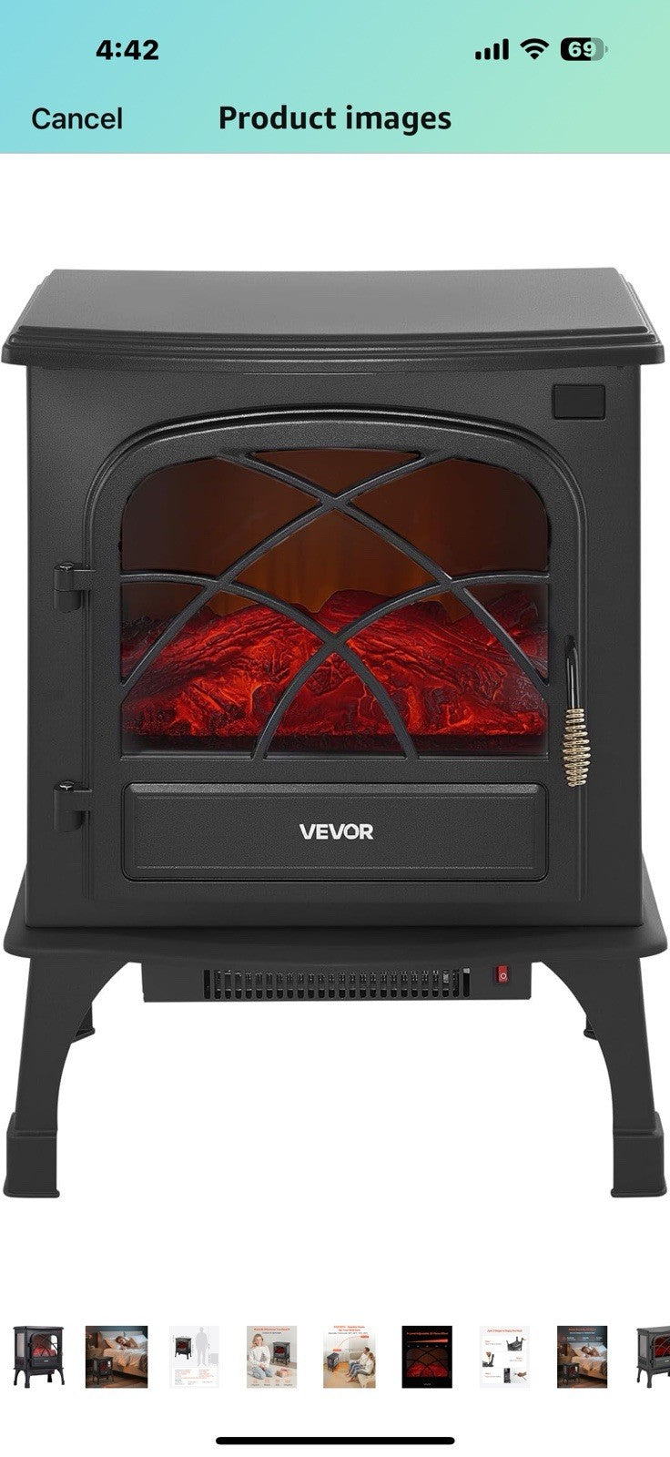 VEVOR 25.5inch Freestanding Fireplaces, 1500W 5120BTU Portable Electric