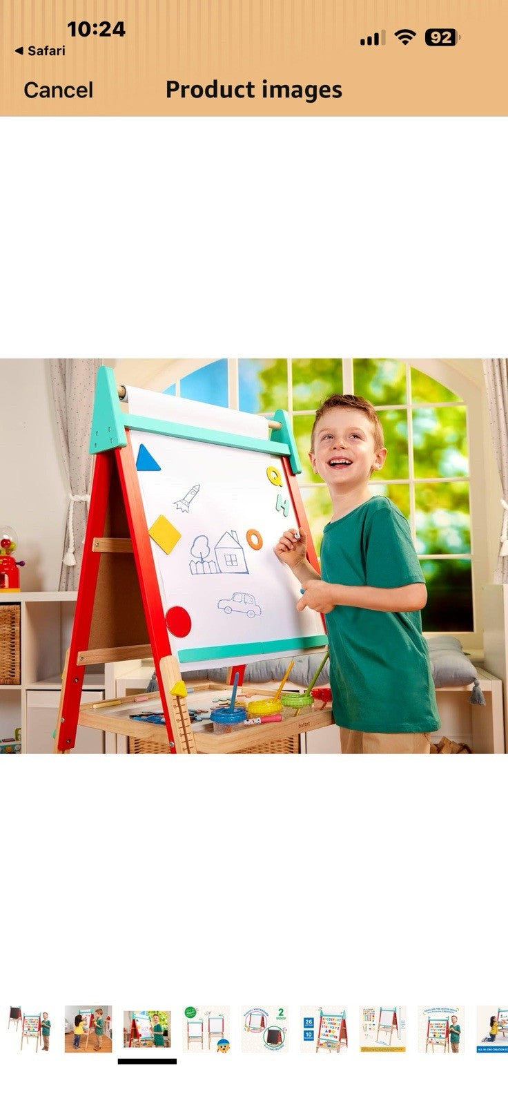 Battat – Wooden Art Easel for Kids with Magnetic Whiteboard & Chalkboard 