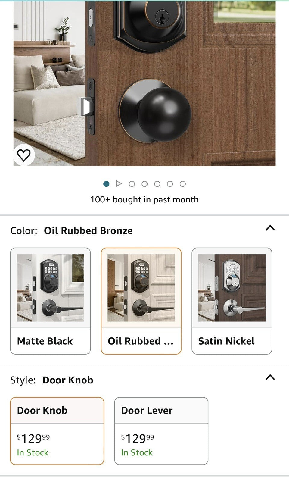 TEEHO TE002K Fingerprint Door Lock Set - Keyless Entry Door Lock with Handle