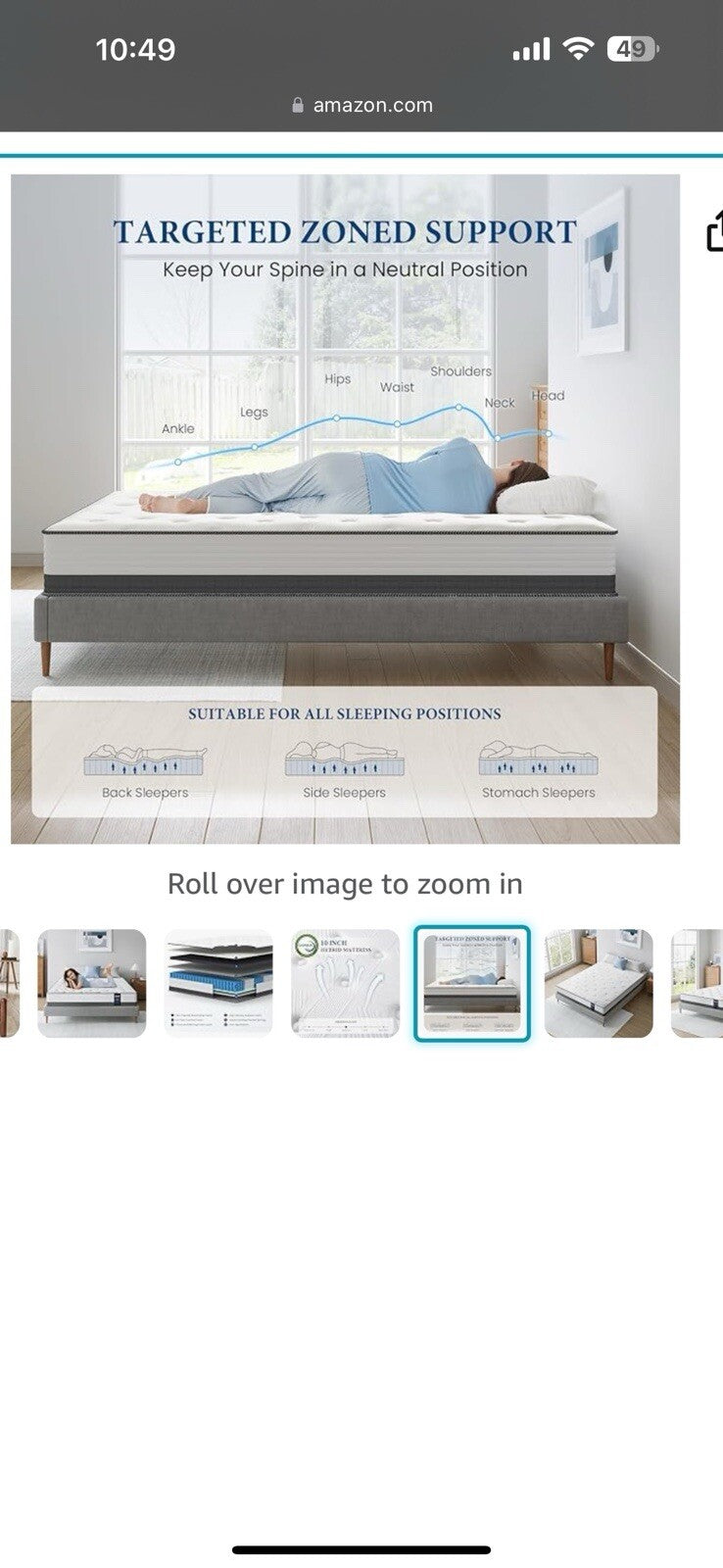Coolvie Hybrid Queen Mattress 10 Inch - Medium Firm Queen 