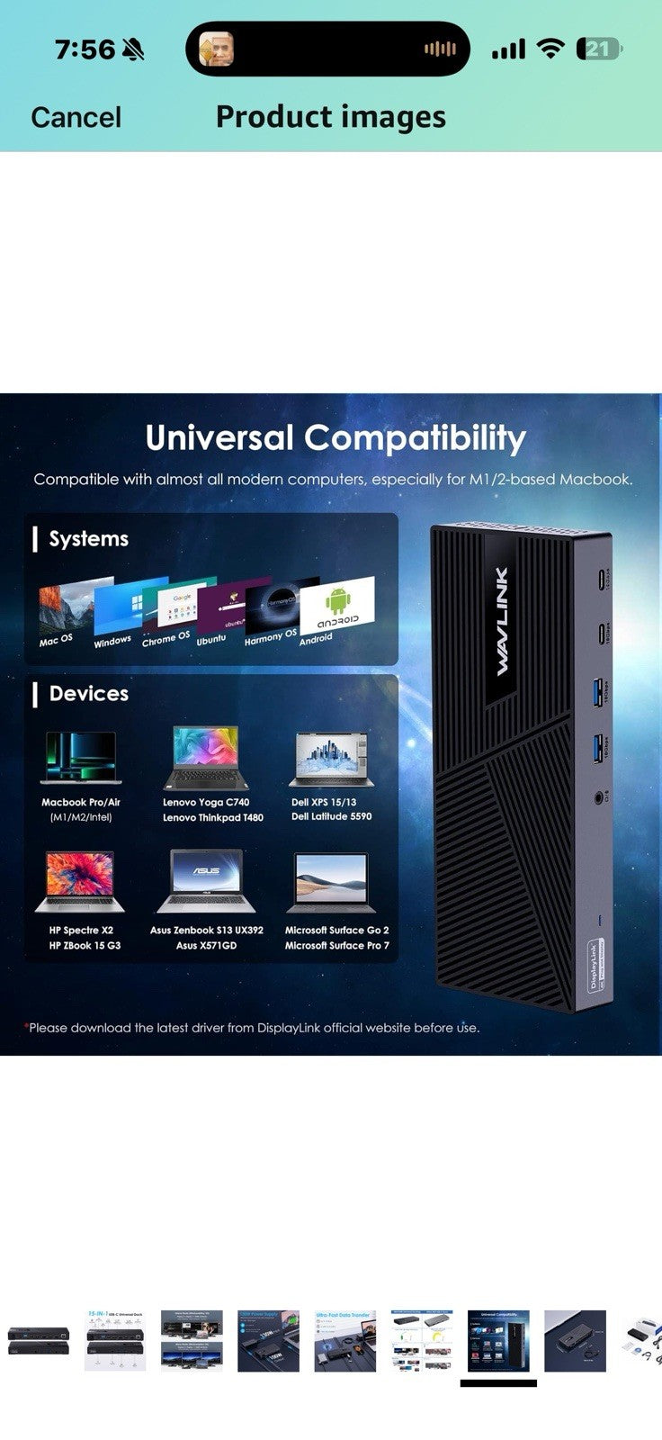 WAVLINK USB C Triple Monitor Docking Station 13-in-1 Displaylink