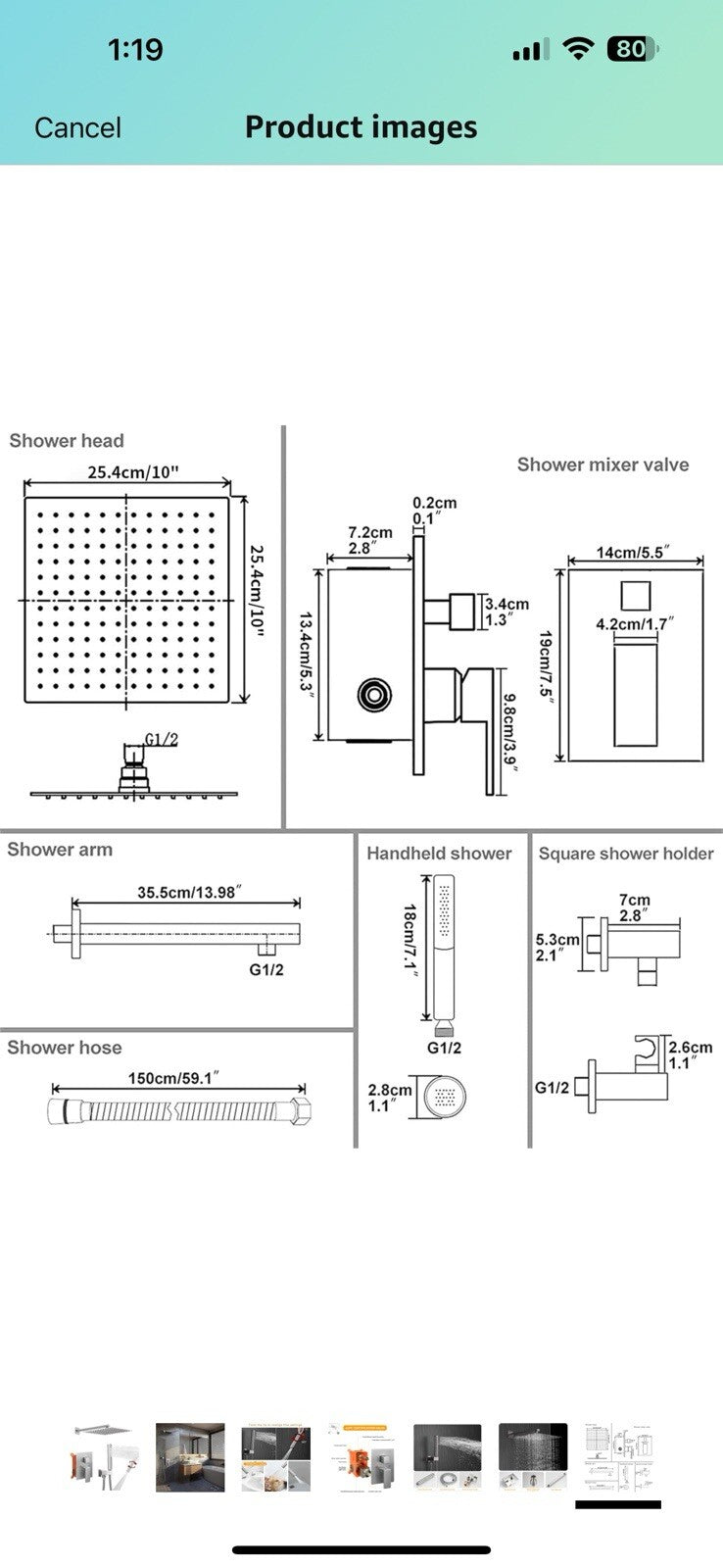 BESy 10 Inch Solid Brass Shower System Fixture High Pressure Mixer Shower 
