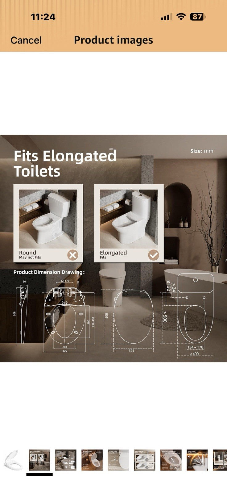 BRAVAT® Non-Electric Bidet Toilet Seat Elongated, Fresh Water Wash