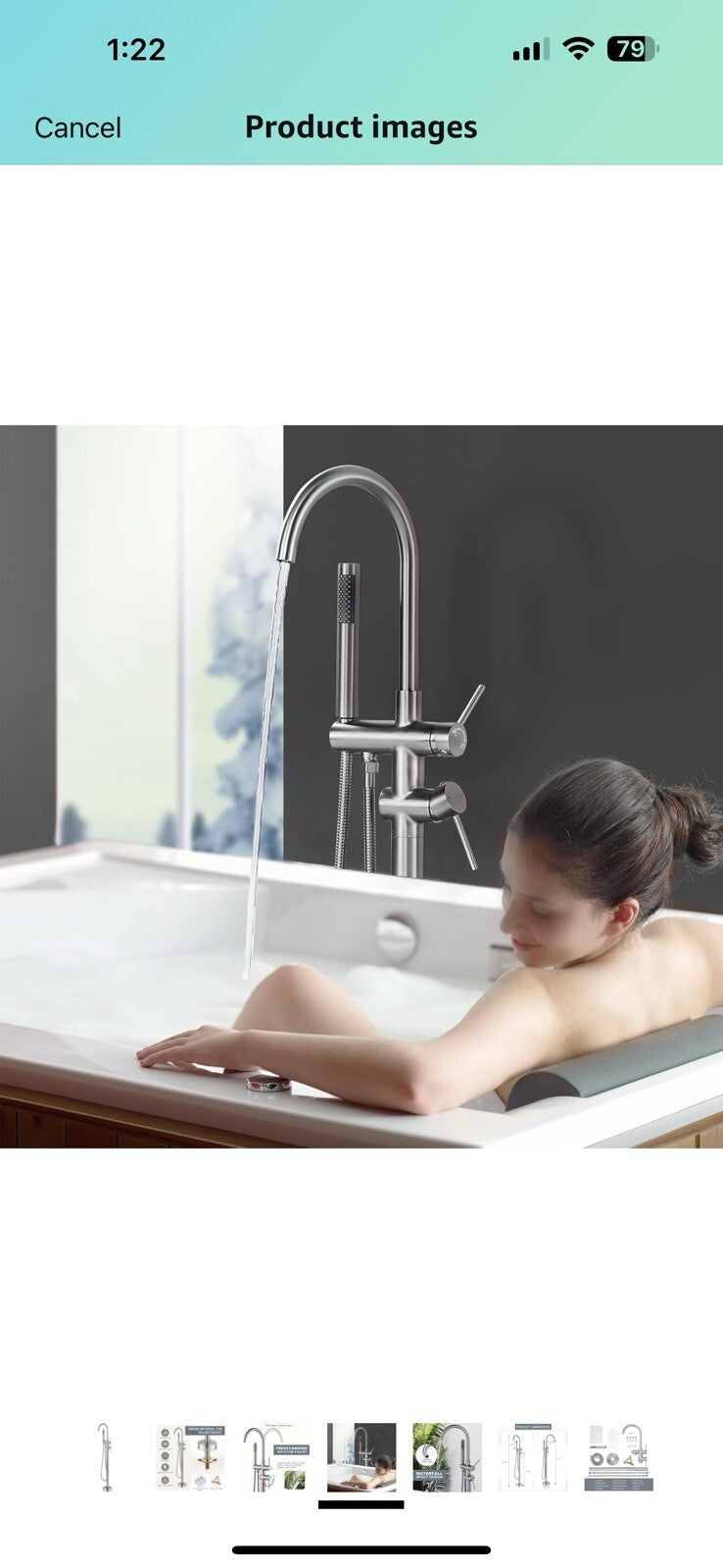 Freestanding Tub Filler Faucet, Floor Mount Brushed Nickel Bathtub Faucet