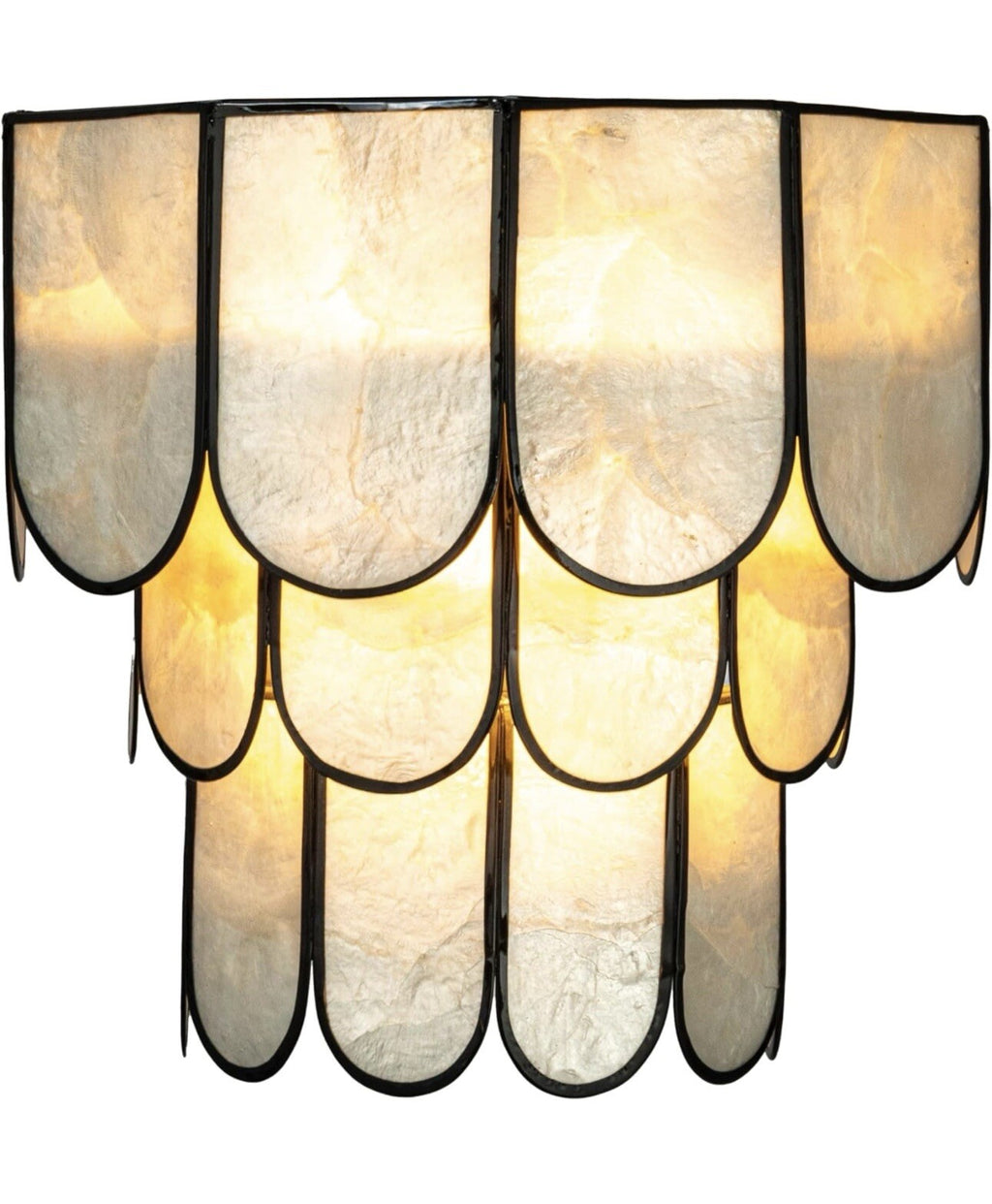 Creative Co-Op EC1684, Black Laminated Capiz Tiered Wall Sconce,