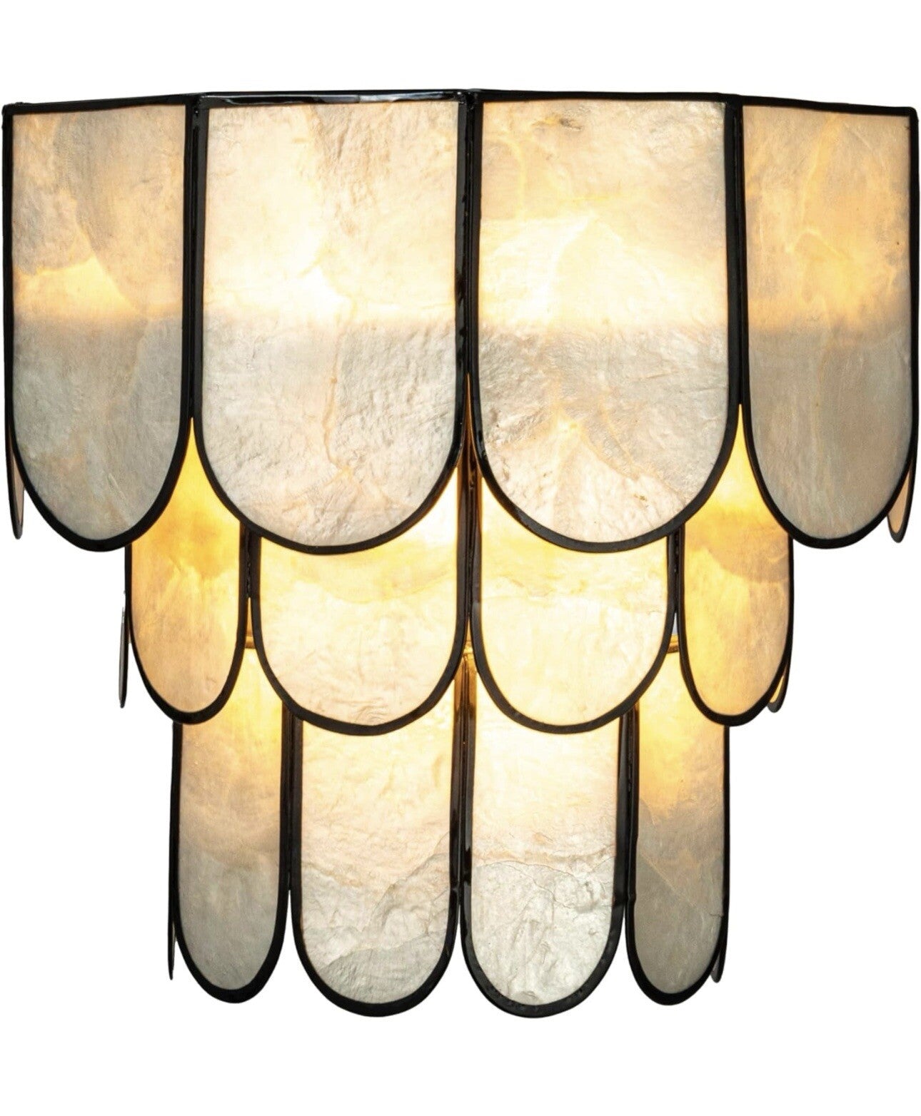 Creative Co-Op EC1684, Black Laminated Capiz Tiered Wall Sconce,