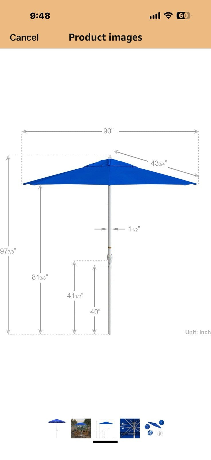 California Umbrella 7.5' Rd Aluminum Patio Umbrella, Crank Lift, Auto Tilt