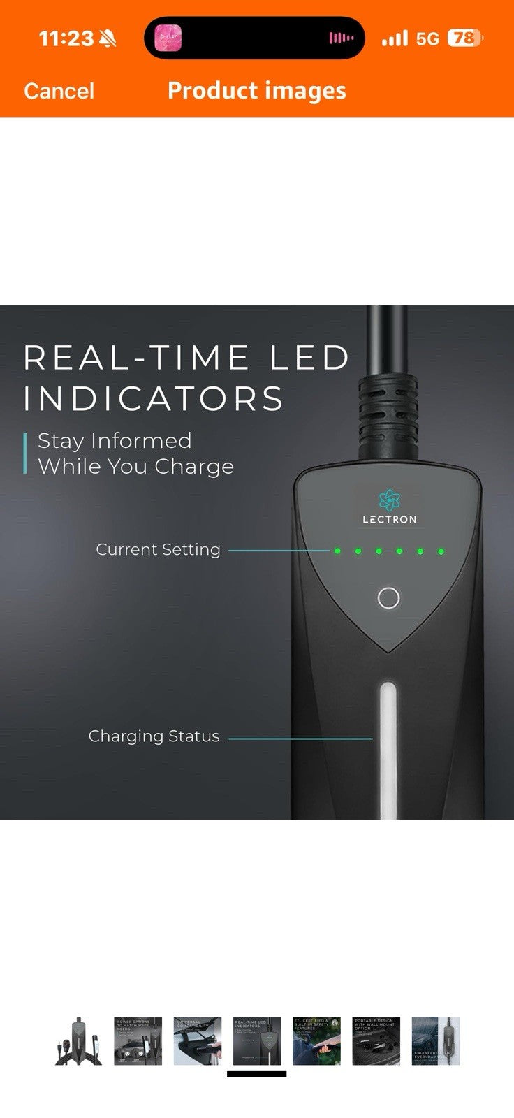 Lectron Level 1/2 (8A - 40A) Tesla NACS Portable EV Charger - Dual-Level