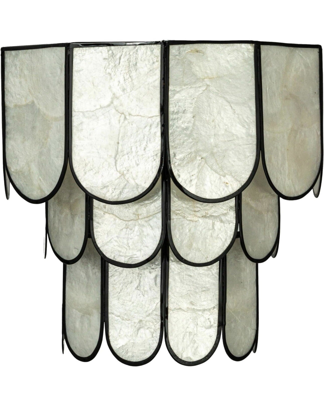 Creative Co-Op EC1684, Black Laminated Capiz Tiered Wall Sconce,