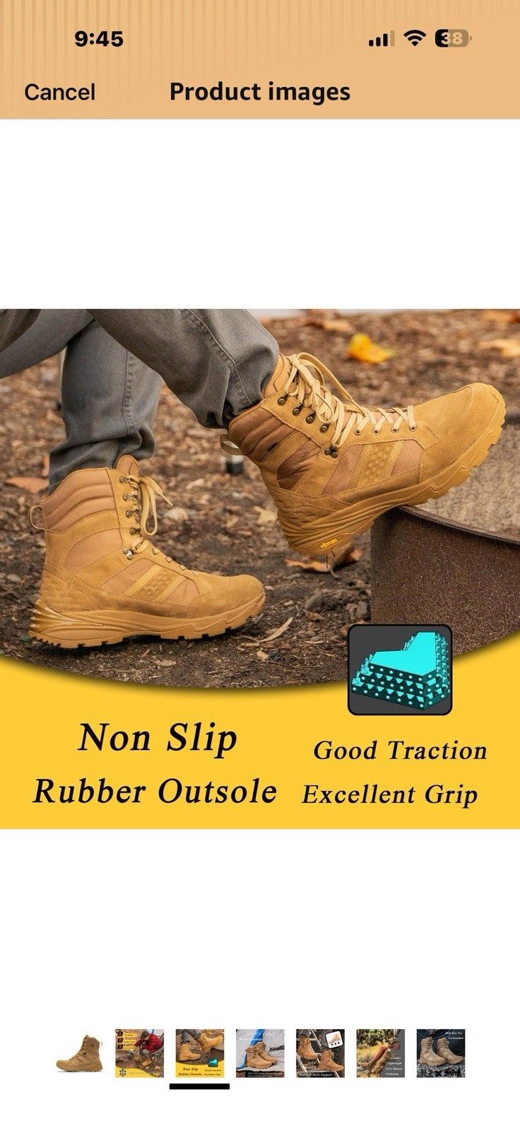 ROCKROOSTER Men's 8 Inch Lace Up Lightweight Military Boots, Non-Slip