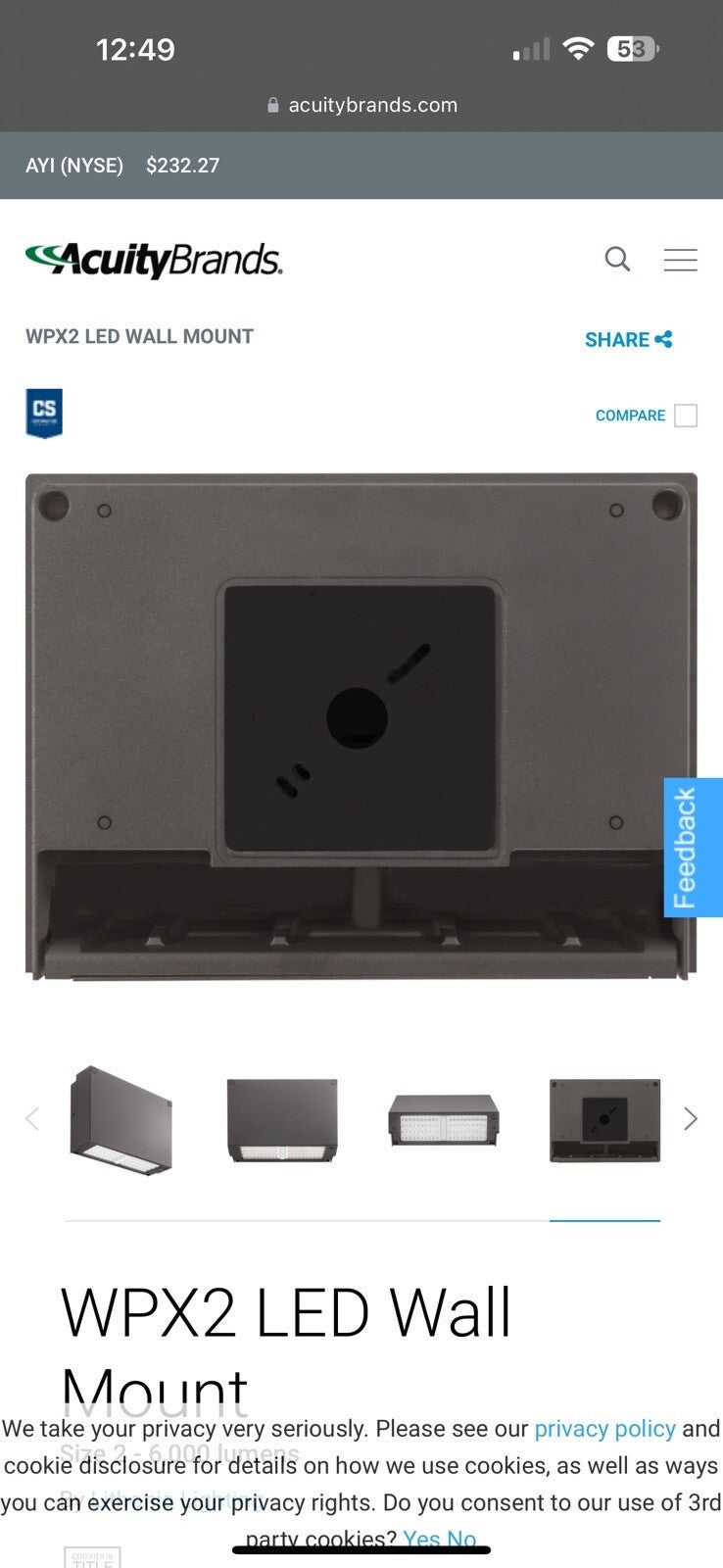 Lithonia Lighting Outdoor WPX2 LED 4000K
