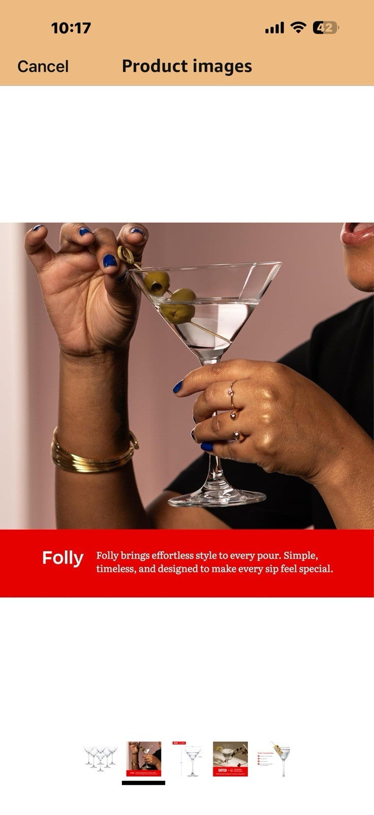 Eater x Zwiesel Fortessa Folly Crystal Glass, 6 Ounce Martini (Set of 6), Clear