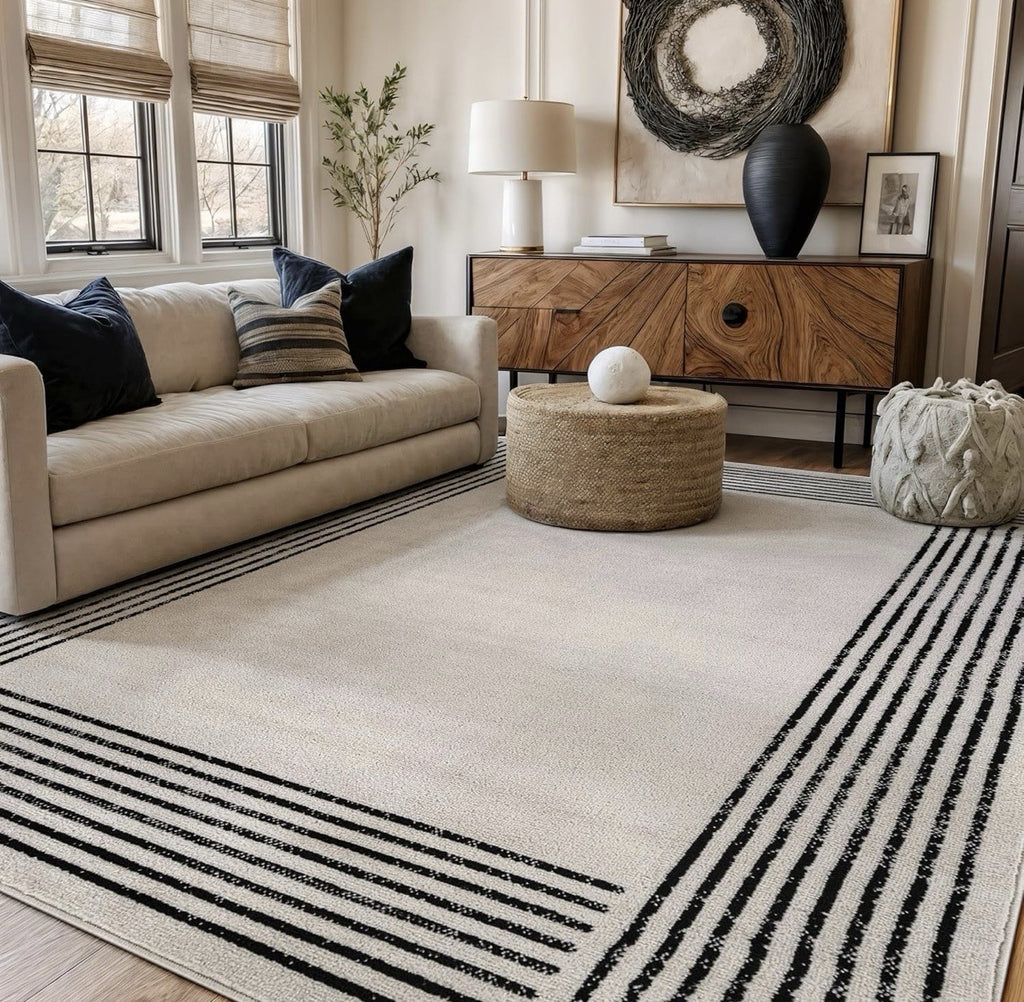 Rugshop Modern Minimal Bordered Indoor Area Rug for Living Room