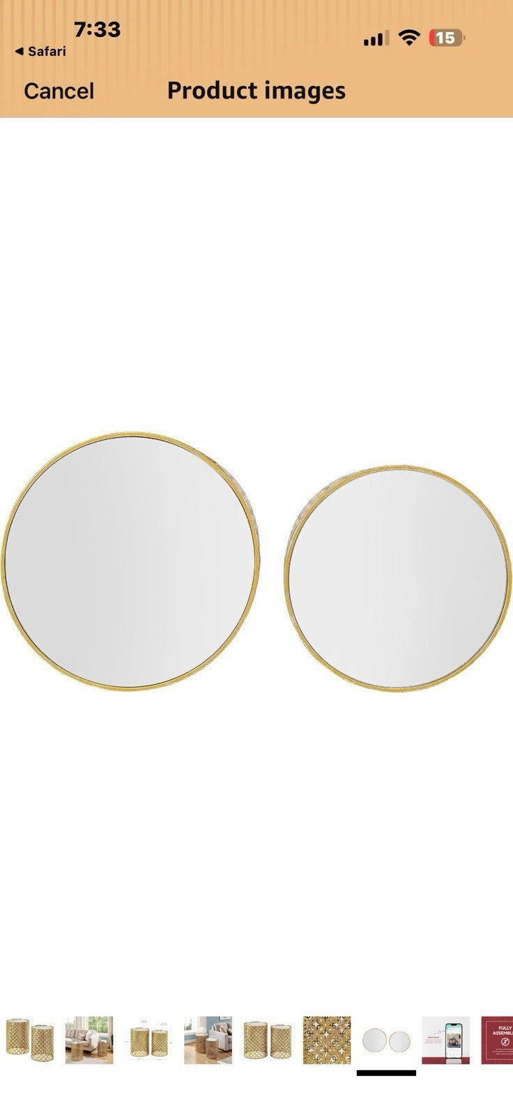 Linon Alina Round Nesting Tables (Set Of 2), Gold