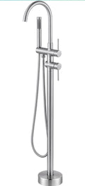 Freestanding Tub Filler Faucet, Floor Mount Brushed Nickel Bathtub Faucet