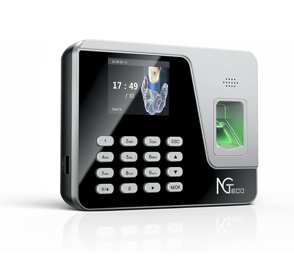 NGTeco Fingerprint & PIN Time Clock, Standalone Biometric Punch Machine