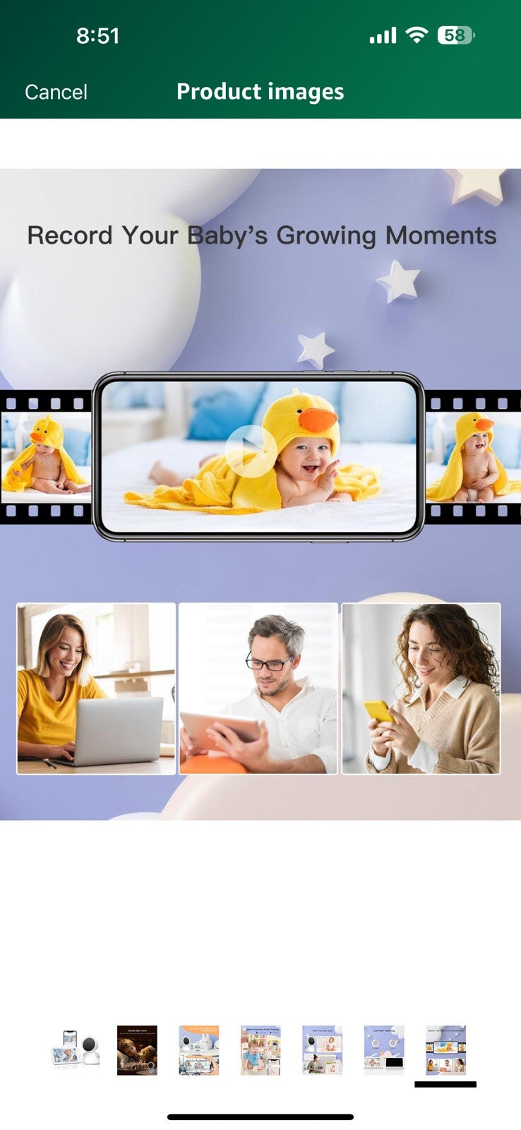 ARENTI Baby Monitor WiFi 6 Smartphone App, 5-inch Wireless Display 