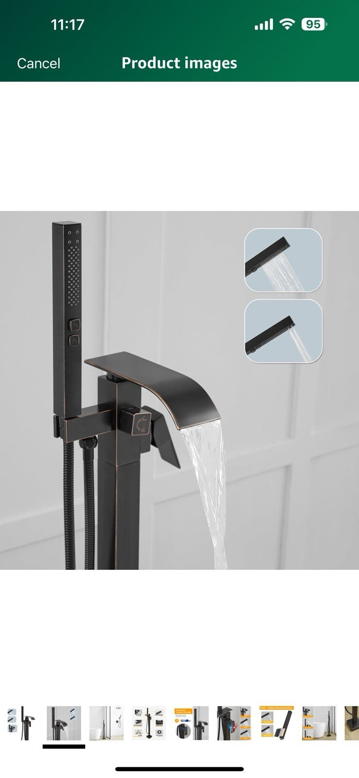 BESy Freestanding Tub Faucet Oil Rubbed Bronze Floor Mounted Tub Filler