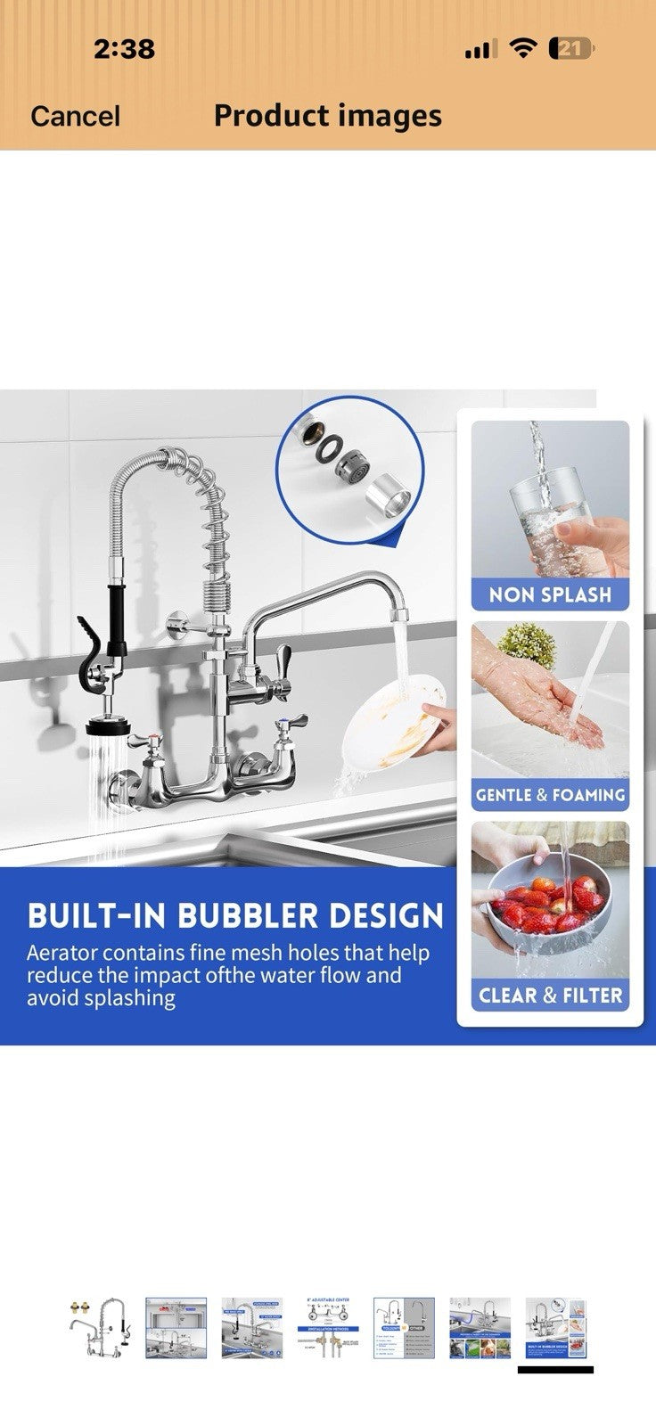 Commercial Pre-Rinse Sink Faucet – Wall Mount Professional Kitchen 