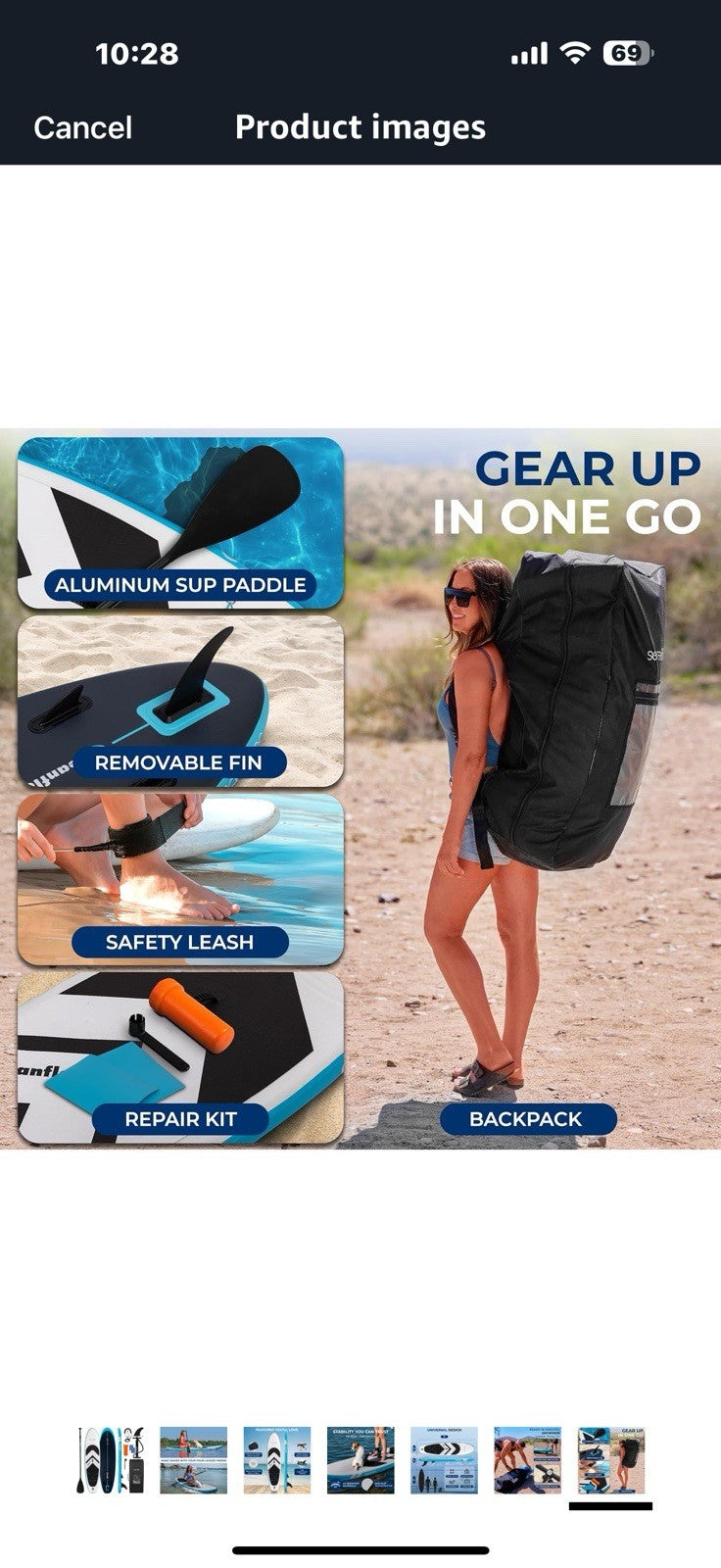 SereneLife 11’ Inflatable SUP - Pet-Friendly Stand-Up Paddle Board for Adults