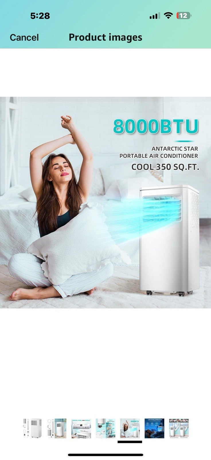 Portable 8000 BTU Air Conditioner, 4 in 1 protable AC, Cools 350sq. ft, Remote 